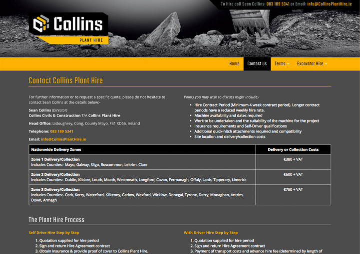 Collins Plant Hire copywriting
