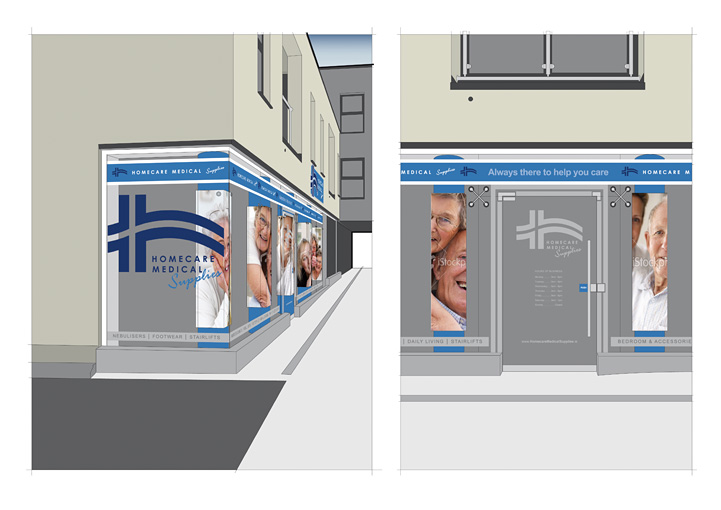 Homecare Medial Supplies retail shop signage design