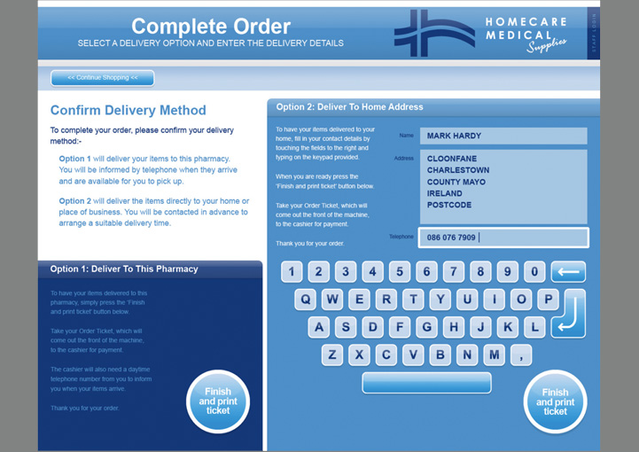 Homecare Medial Supplies Kiosk gui design 3