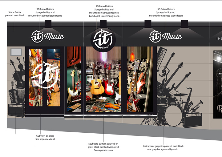 It Music shop fascia signage design Galway