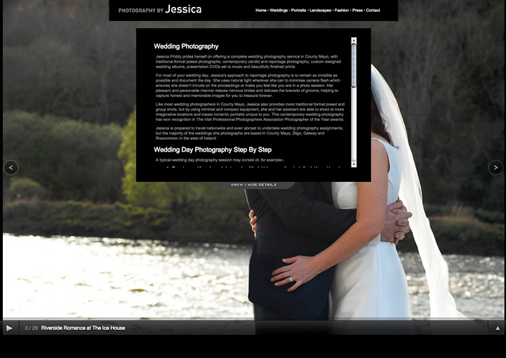Photography By Jessica web page design 3