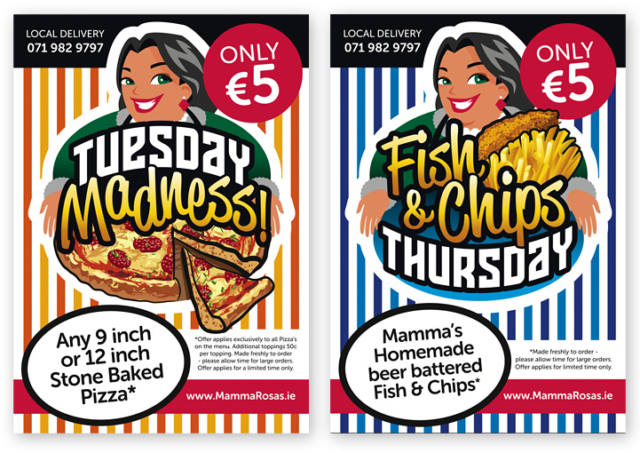Mamma Rosa's Pizzeria poster designs