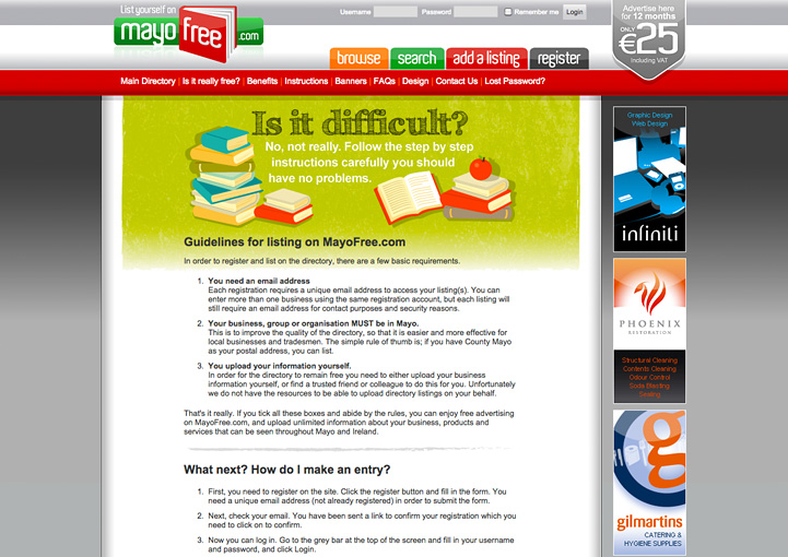 MayoFree business listing design