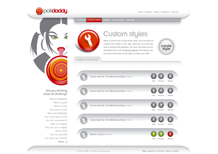 PollDaddy web interface design