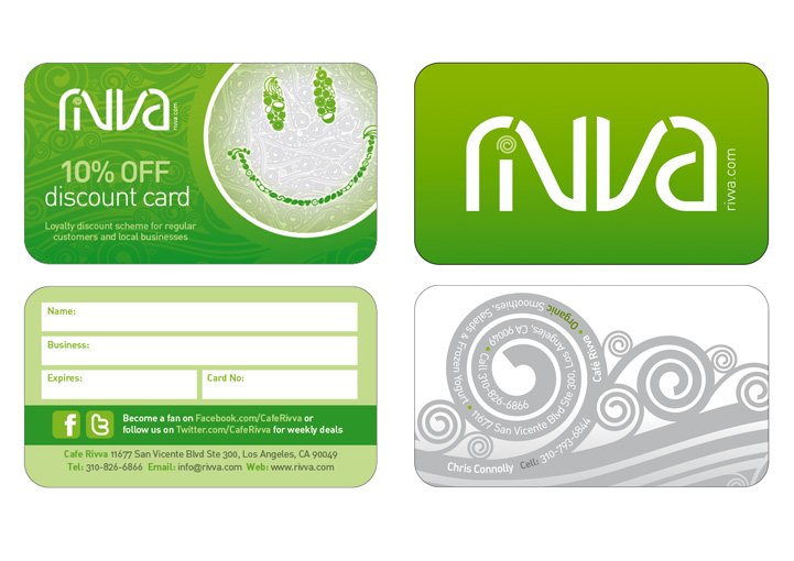 Cafe Rivva Business Card Design Los Angeles