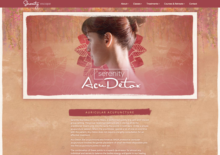 Serenity Escape web page design 6